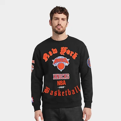 Men's Pro Standard New York Knicks NBA Old English Fleece Crewneck Sweatshirt