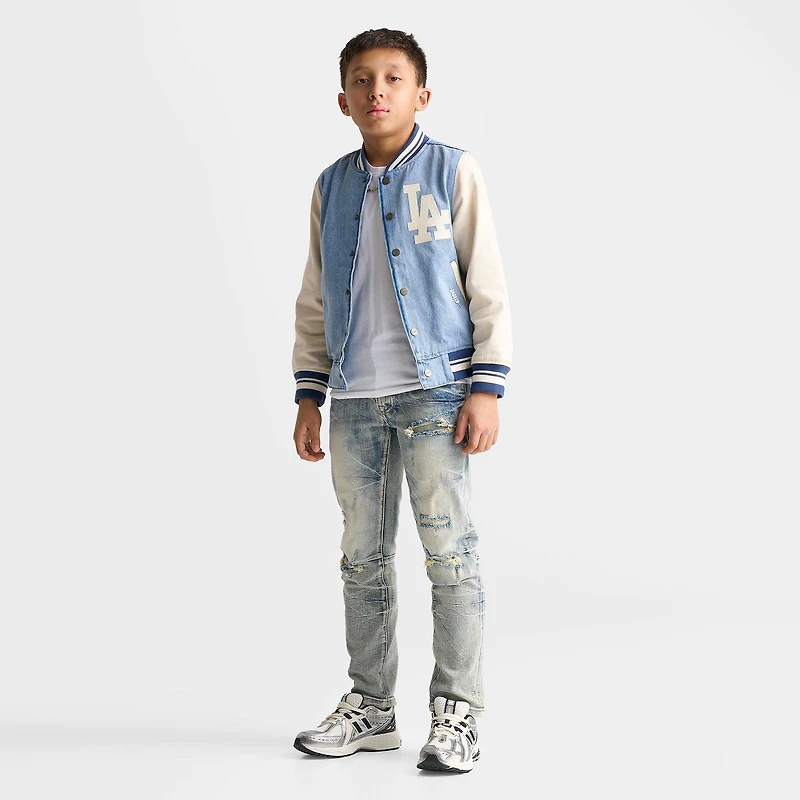 Big Kids' Pro Standard Los Angeles Dodgers MLB Denim Varsity Jacket