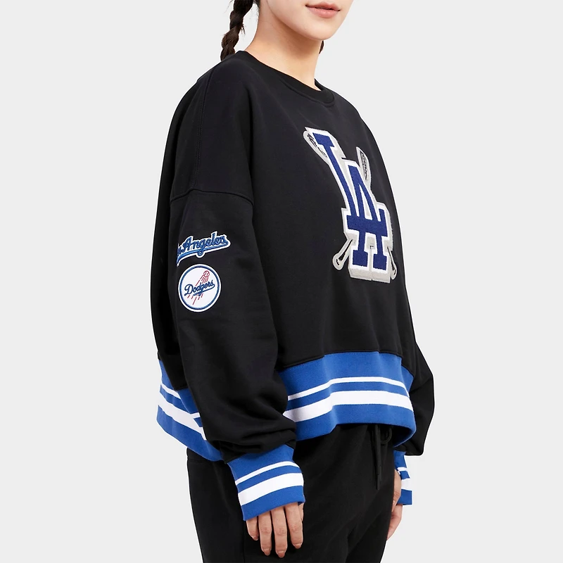 Women's Pro Standard Los Angeles Dodgers MLB Mashup Rib Fleece Crewneck Sweatshirt