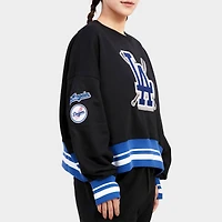 Women's Pro Standard Los Angeles Dodgers MLB Mashup Rib Fleece Crewneck Sweatshirt