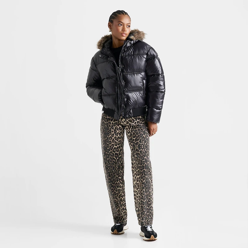 Women's DAILYSZN Auden Fur High-Shine Hooded Puffer Jacket