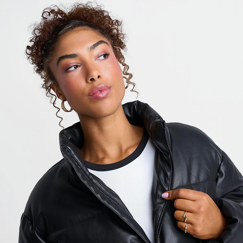 Women's DAILYSZN Pleather Puffer Jacket
