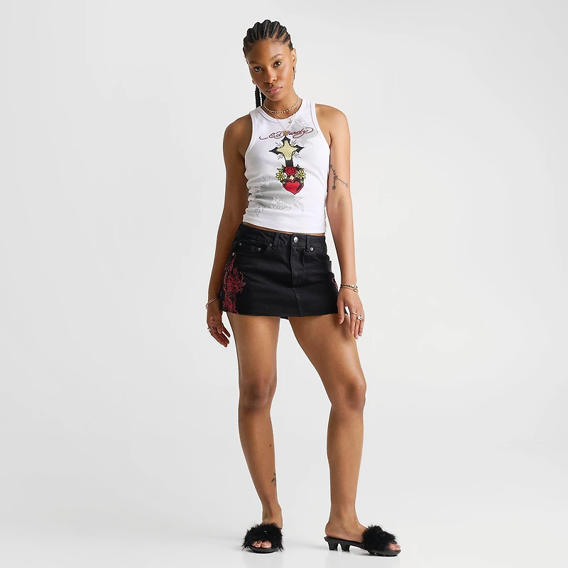 Women's Ed Hardy Cross Heart Rhinestone Tank