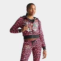 Women's Ed Hardy Pink Panther Leopard Relaxed Full-Zip Hoodie