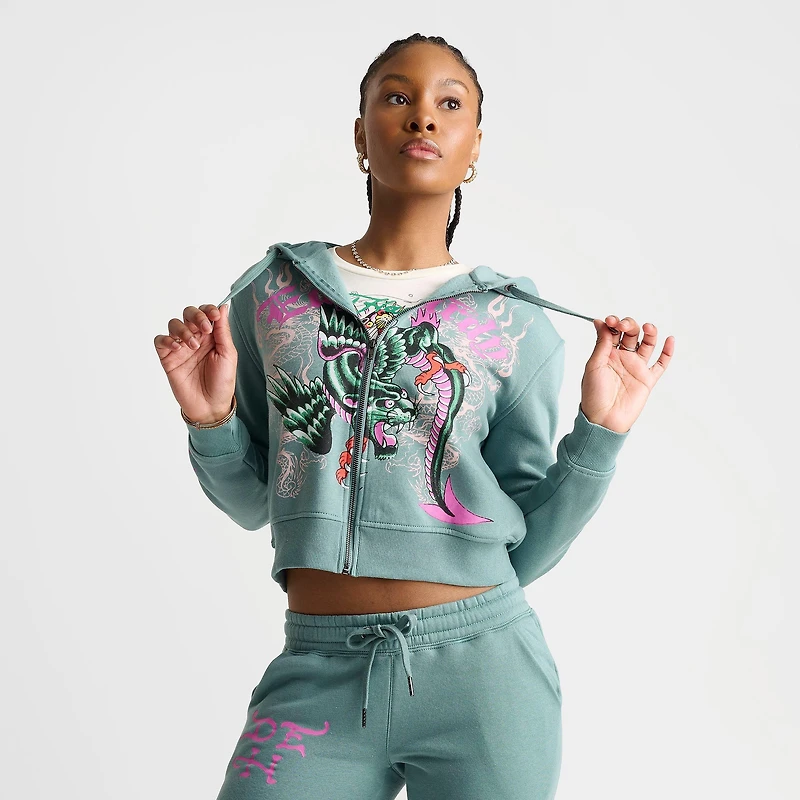 Women's Ed Hardy Wings Fleece Full-Zip Hoodie