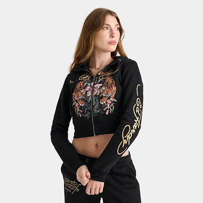 Women's Ed Hardy Tiger Fleece Full-Zip Hoodie
