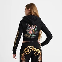 Women's Ed Hardy Tiger Fleece Full-Zip Hoodie