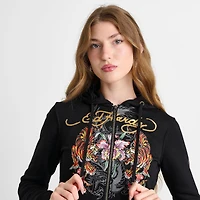 Women's Ed Hardy Tiger Fleece Full-Zip Hoodie