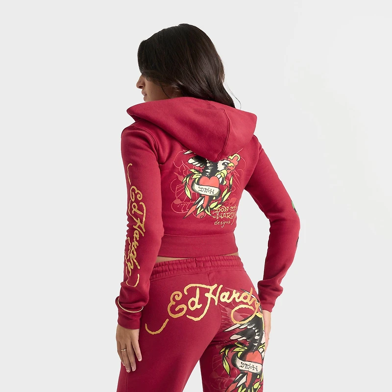 Women's Ed Hardy Eagle Tiger Fleece Full-Zip Hoodie