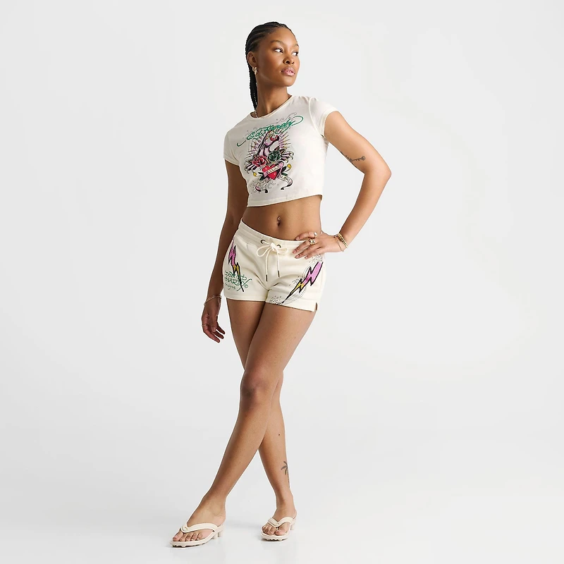 Women's Ed Hardy Pink Panther Fleece Shorts