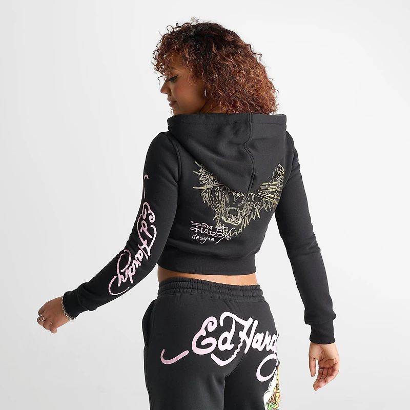 Women's Ed Hardy Mountain Tiger Fleece Full-Zip Hoodie