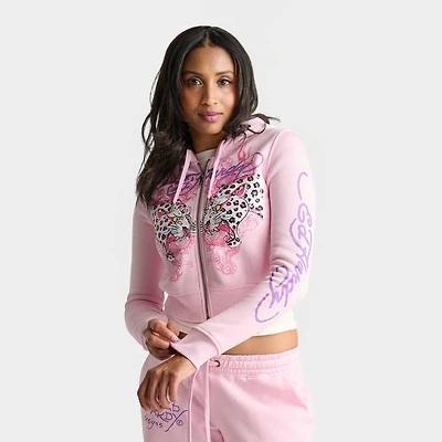 Women's Ed Hardy Leopard Full-Zip Fleece Hoodie
