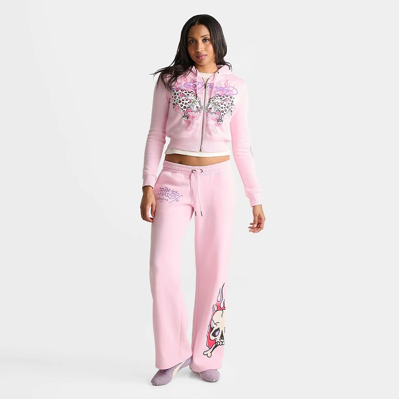 Women's Ed Hardy Leopard Full-Zip Fleece Hoodie