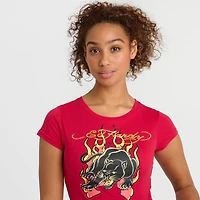 Women's Ed Hardy Panther Flame Baby T-Shirt