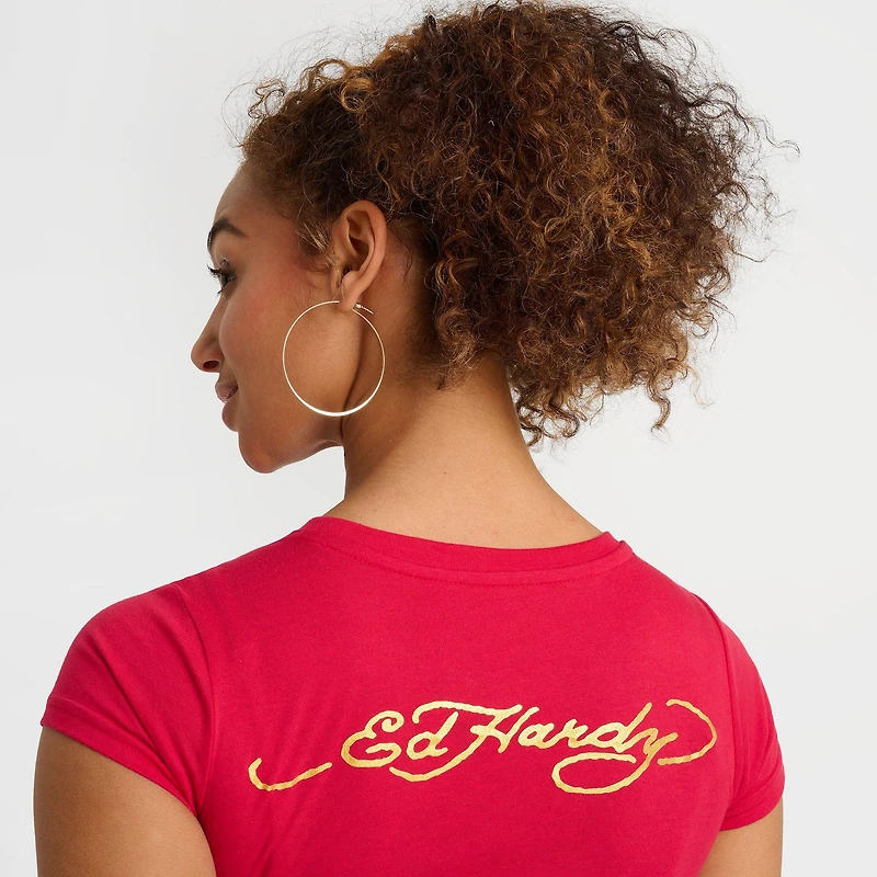 Women's Ed Hardy Panther Flame Baby T-Shirt