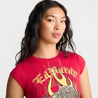 Women's Ed Hardy Leopard Panther Cap Sleeve Baby T-Shirt