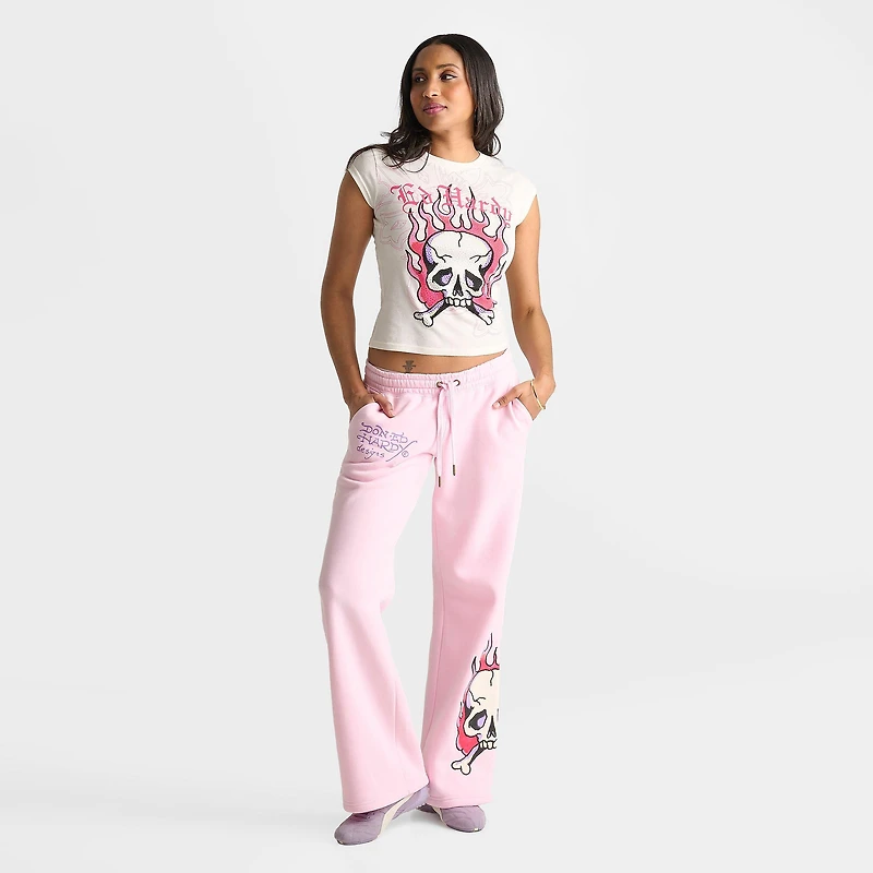 Women's Ed Hardy Rhinestone Panther Cap T-Shirt