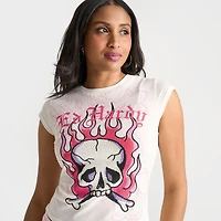 Women's Ed Hardy Rhinestone Panther Cap T-Shirt