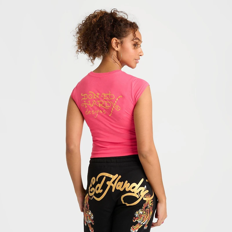 Women's Ed Hardy Love Kills Slowly Capped-Sleeve Baby T-Shirt