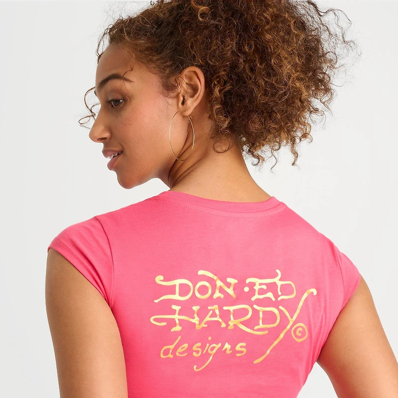 Women's Ed Hardy Love Kills Slowly Capped-Sleeve Baby T-Shirt