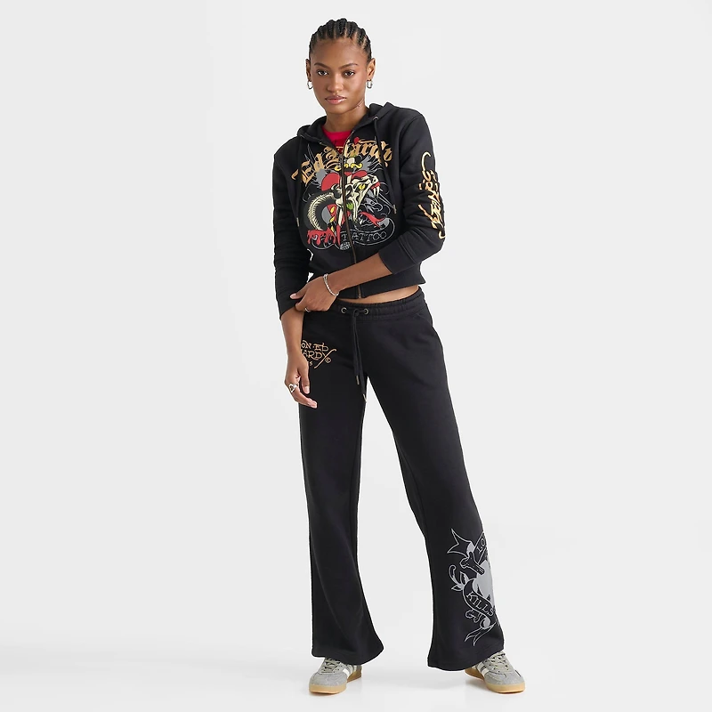 Women's Ed Hardy Heart Snake Fleece Full-Zip Hoodie