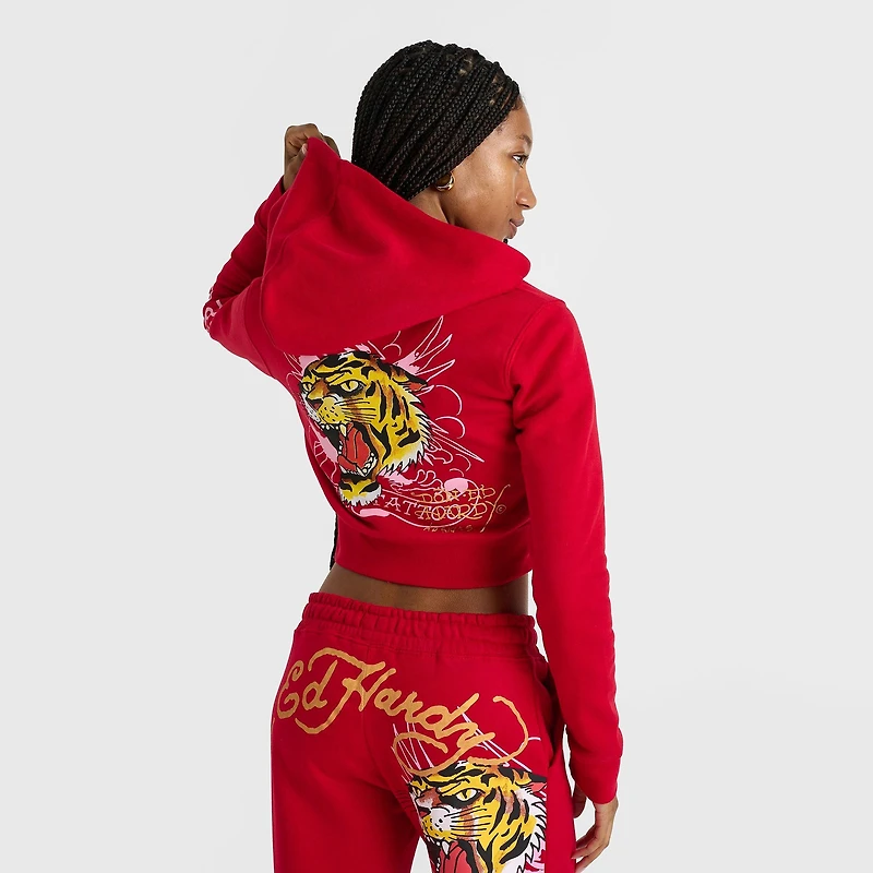 Women's Ed Hardy Mountain Tiger Fleece Full-Zip Hoodie