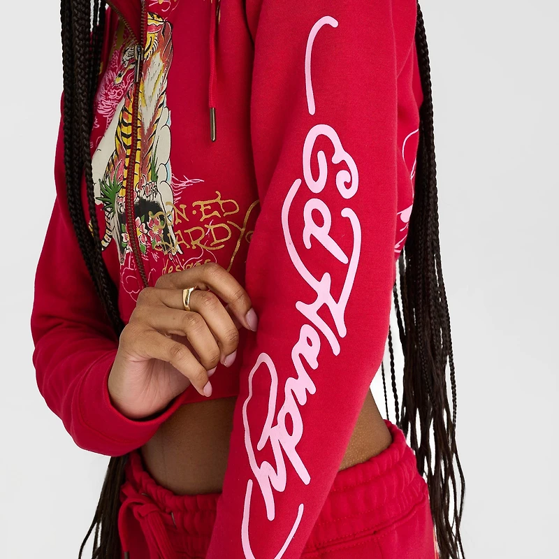 Women's Ed Hardy Mountain Tiger Fleece Full-Zip Hoodie