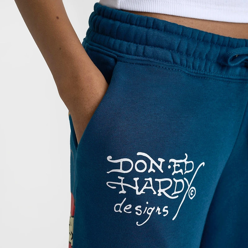 Women's Ed Hardy "Love Kills Slowly" Skull Fleece Jogger Pants