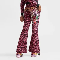 Women's Ed Hardy Pink Panther Leopard Bootcut Fleece Pants