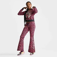 Women's Ed Hardy Pink Panther Leopard Bootcut Fleece Pants