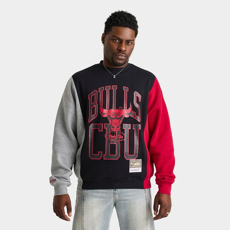 Men's Mitchell & Ness Chicago Bulls NBA Split Crewneck Sweatshirt