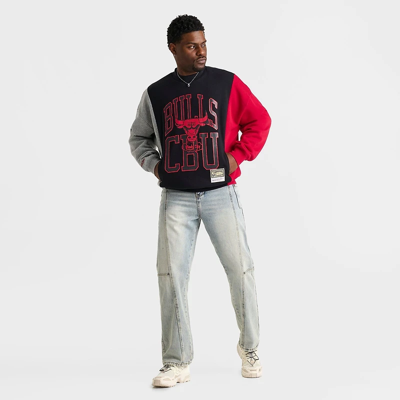 Men's Mitchell & Ness Chicago Bulls NBA Split Crewneck Sweatshirt