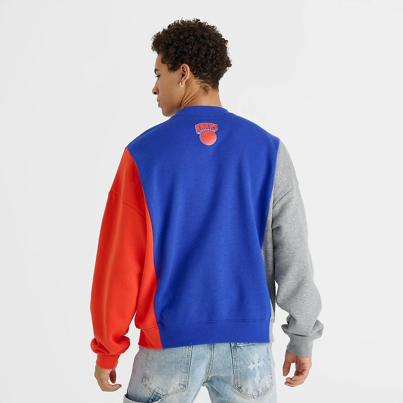 Men's Mitchell & Ness New York Knicks NBA Split Crewneck Sweatshirt