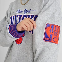 Men's Mitchell & Ness New York Knicks NBA Throw It Back Fleece Crewneck Sweatshirt