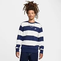 Men's Nike Club Fleece Striped Heavyweight French Terry Crewneck Sweatshirt