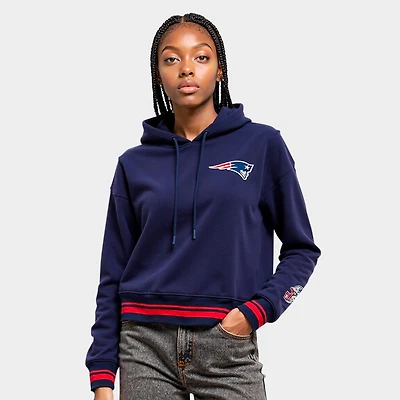 Women's Pro Standard New England Patriots NFL Mashup Rib Cropped Pullover Hoodie