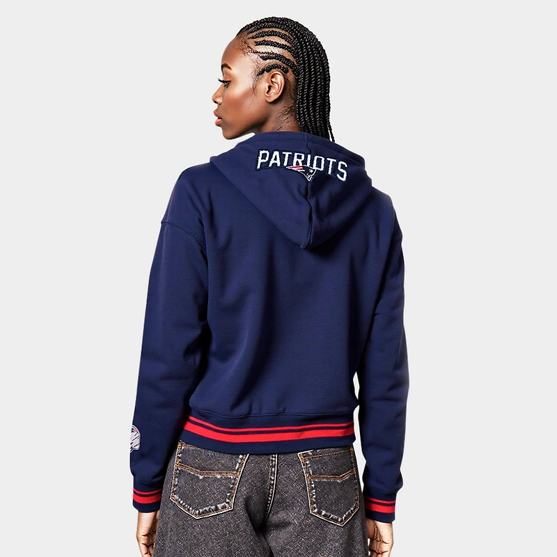 Women's Pro Standard New England Patriots NFL Mashup Rib Cropped Pullover Hoodie