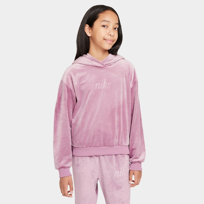 Girls' Big Kids' Nike Sportswear Velour Pullover Hoodie
