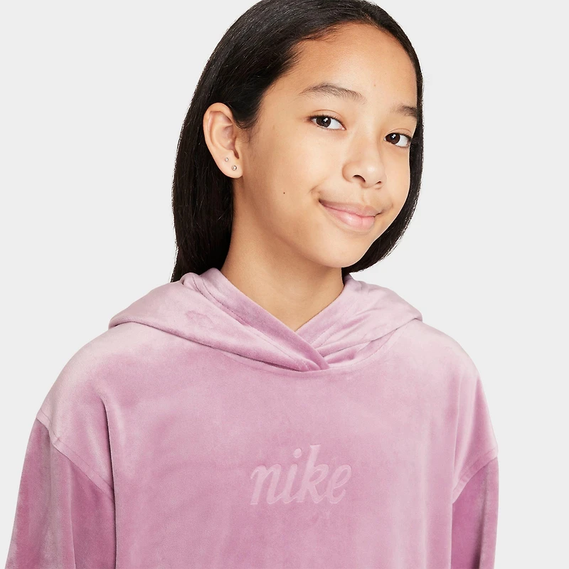 Girls' Big Kids' Nike Sportswear Velour Pullover Hoodie