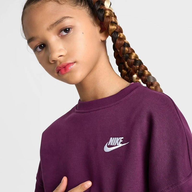 Girls' Big Kids' Nike Sportswear Club Fleece Boxy Crewneck Sweatshirt