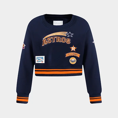Girls' Big Kids' Pro Standard Houston Astros MLB Cropped Fleece Crewneck Sweatshirt