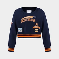 Girls' Big Kids' Pro Standard Houston Astros MLB Cropped Fleece Crewneck Sweatshirt