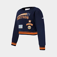Girls' Big Kids' Pro Standard Houston Astros MLB Cropped Fleece Crewneck Sweatshirt