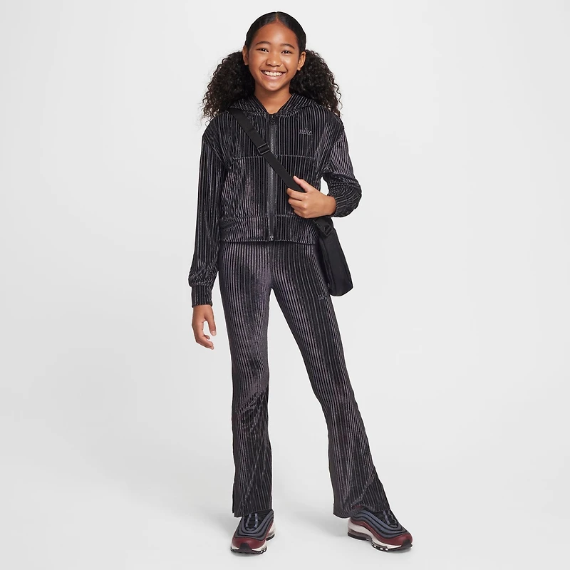 Girls' Big Kids' Nike Sportswear Ribbed Full-Zip Hoodie