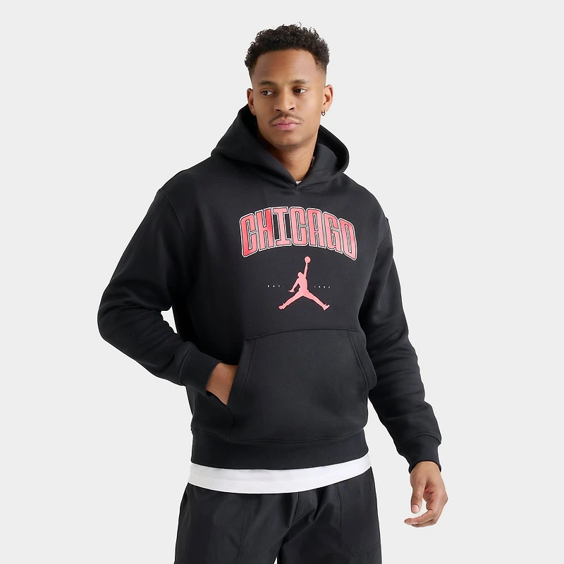 Men's Jordan Chicago Big Logo Fleece Pullover Hoodie