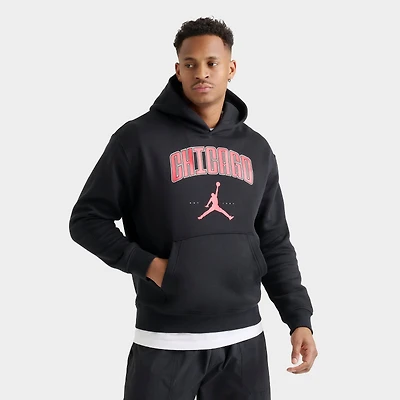 Men's Jordan Chicago Big Logo Fleece Pullover Hoodie