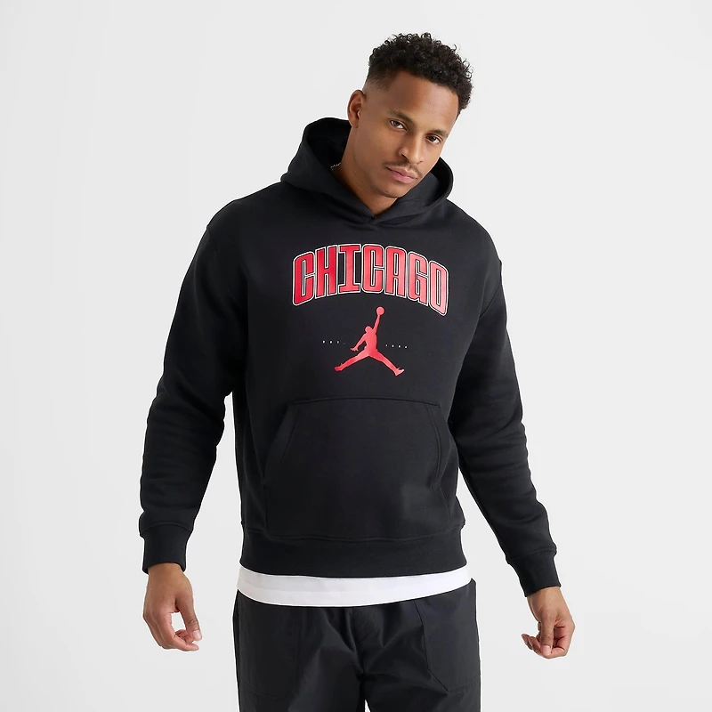 Men's Jordan Chicago Big Logo Fleece Pullover Hoodie