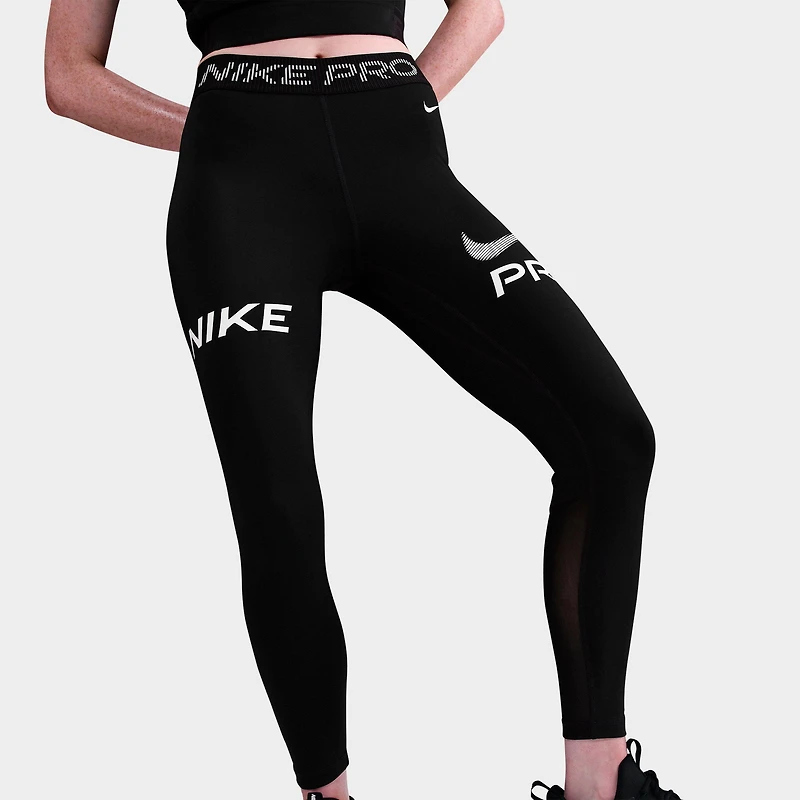 Women's Nike Pro Mid-Rise 7/8 Mesh-Panel Graphic Leggings