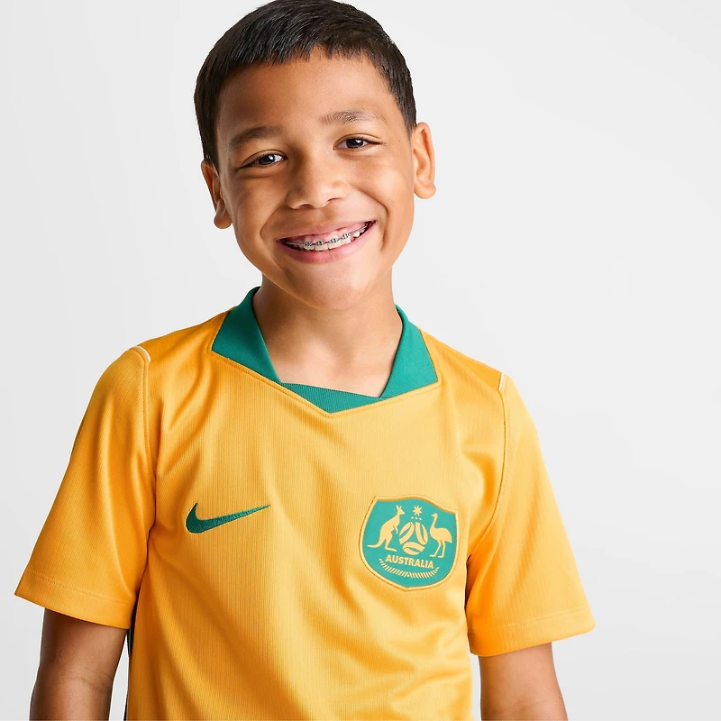 Big Kids' Nike Australia 26 Stadium Home Dri-FIT Replica Soccer Jersey