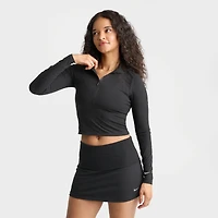 Women's Nike Sportswear Chill Knit Quarter-Zip Long-Sleeve Ribbed Top